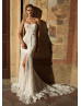 Strapless Sweetheart Beaded Lace Wedding Dress